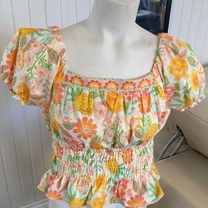Vibrant Floral Puff Sleeve Blouse